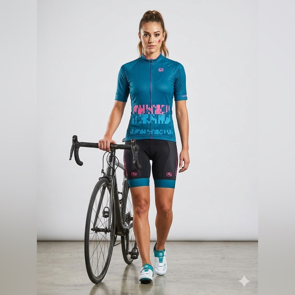 Giordana Women’s Cycling Jersey - Teal & Pink - Size M